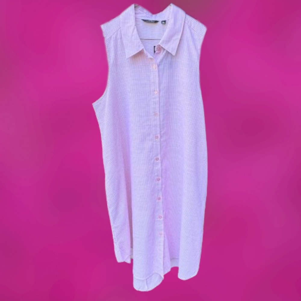 Mille Gabrielle Hi-Lo Pinstripe Shirt Dress Sz Large NWT - Picture 4 of 9